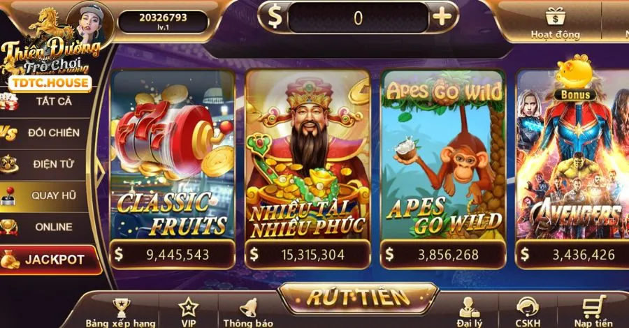 Máy đánh bạc TOT88 với hàng trăm tựa game slot đa dạng